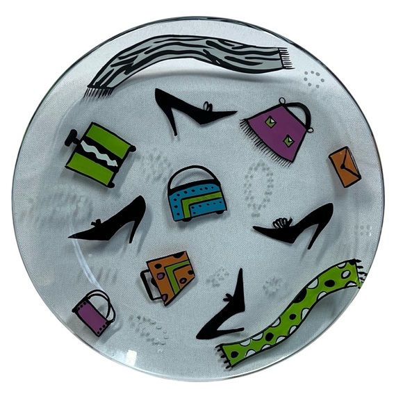 LOLITA Shopping Spree Collection Hand-painted Glass Fashion Plate 8" X 8" - Picture 4 of 15